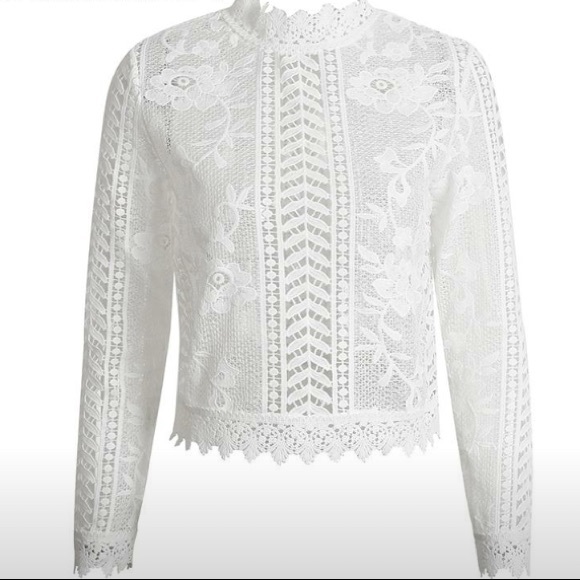 1 Left! Long Sleeve White Lace Top - Picture 7 of 7